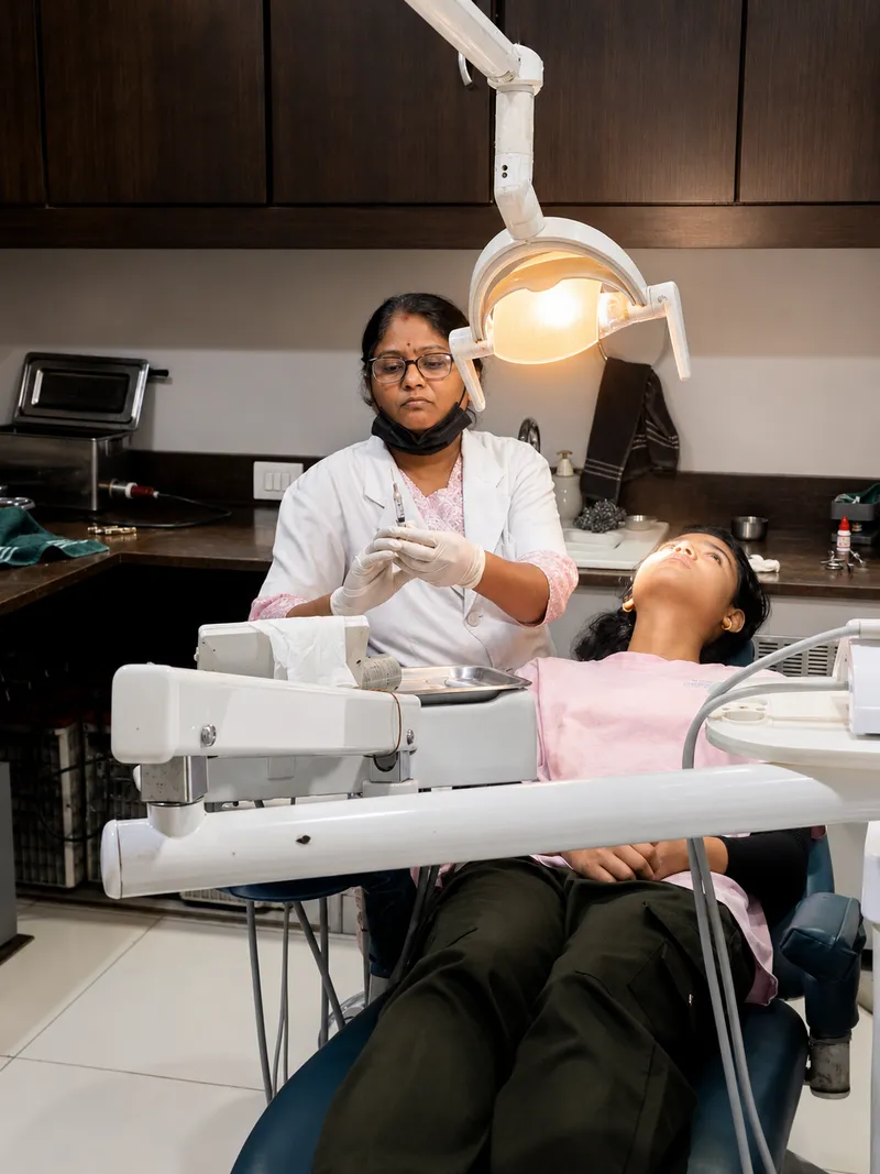 Dentist preparing local anaesthesia before a root canal at Sanjeevani Dental Clinic, Dimapur